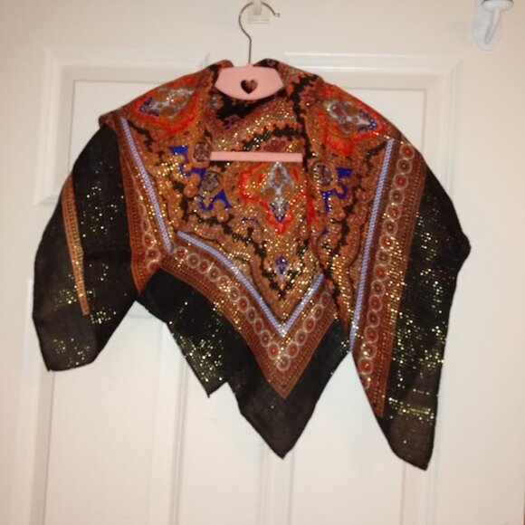 Metalic scarf multi earthtone color. - Picture 2 of 2